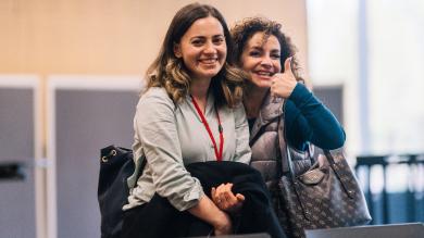 
		Two laughing women
	