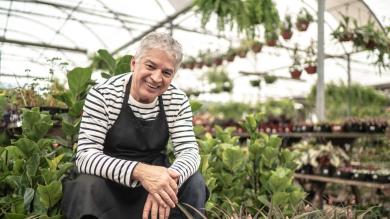 
		Elderly man at a garden center
	