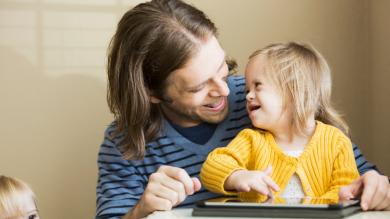 
		Father with a disabled girl
	