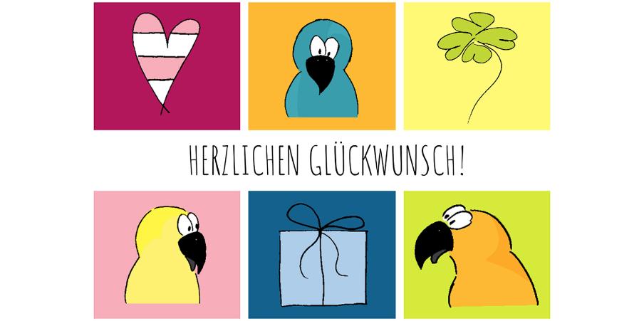 Birthday card with parrots