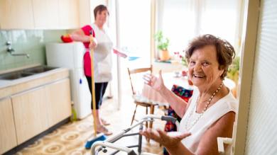 
		A home help takes care of the household of a senior citizen
	