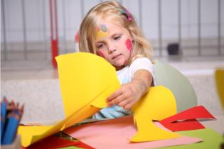 Girl crafts with colored paper