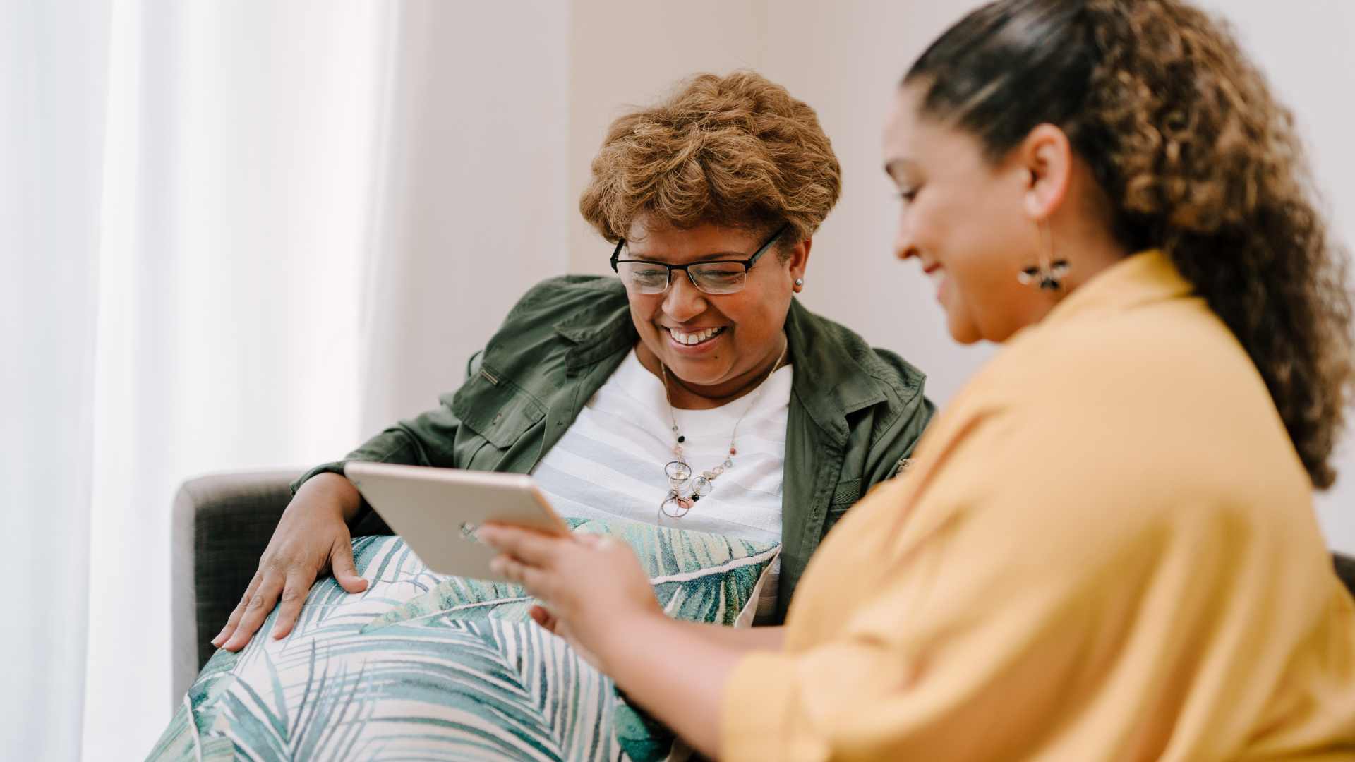 Two women with a tablet