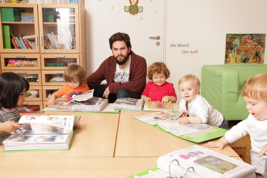 An educator with children in a childcare center
