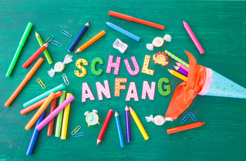 Graphic with pencils and the font Back to school