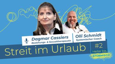 
		Podcast graphic of episode 2 with the characters Olli Schmidt and Dagmar Cassiers
	