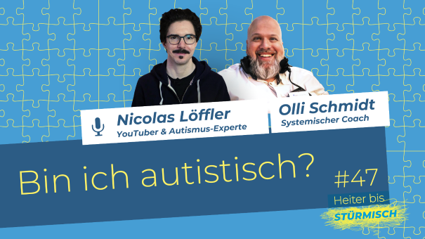 
		Nico Löffler, who has autism, and podcast host Olli Schmidt
	