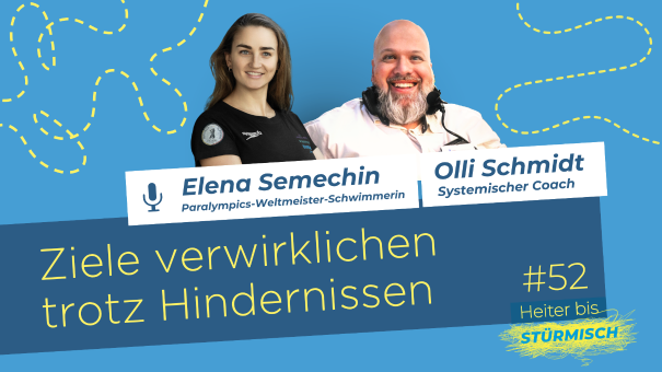 
		Pictured are swimmer Elena Semechin and podcast host Oliver Schmidt
	