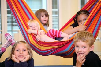 
		Children in a hammock
	