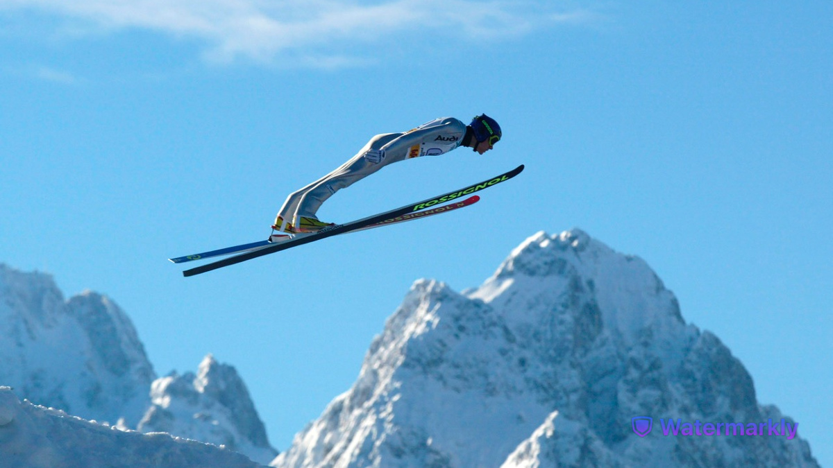 Sven Hannawald can be seen in the photos during a ski jump