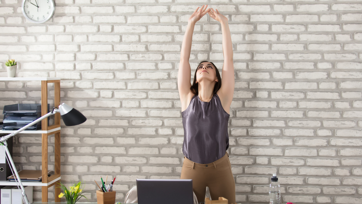 Businesswoman Moving break at the workplace