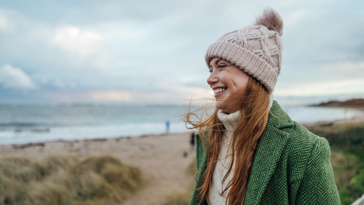 Woman enjoys the sea