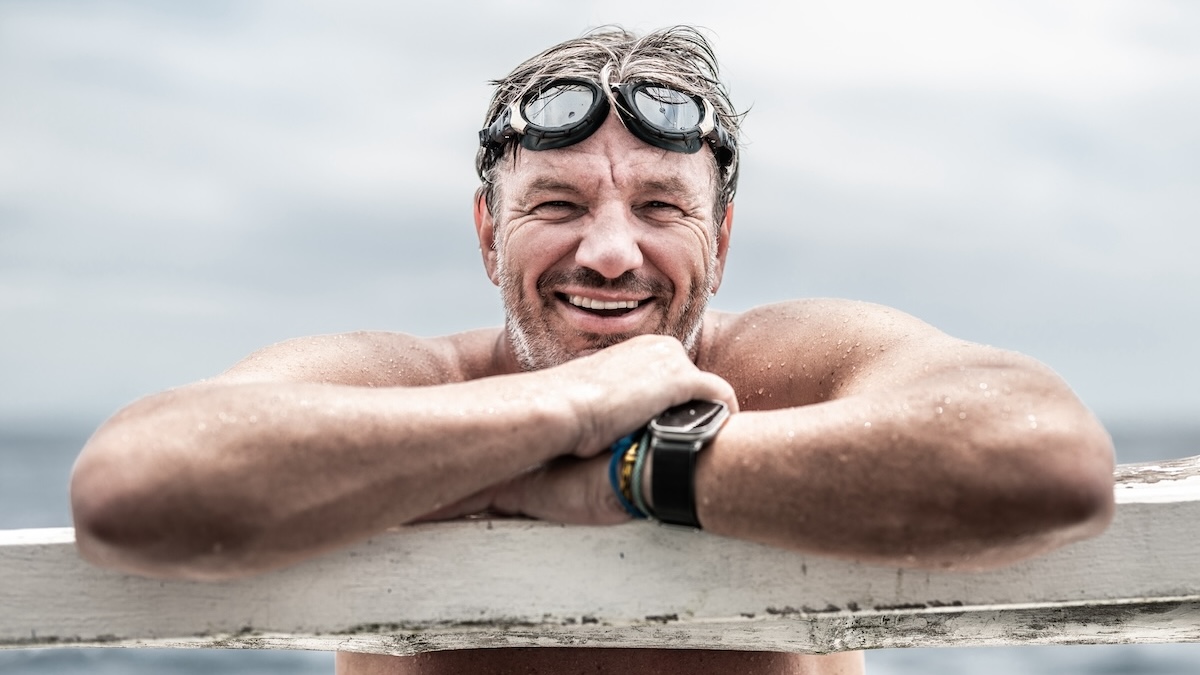 Extreme swimmer André Wiersig in the water