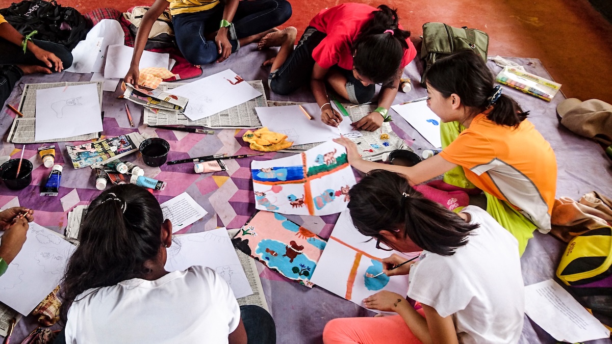 Children design a book together