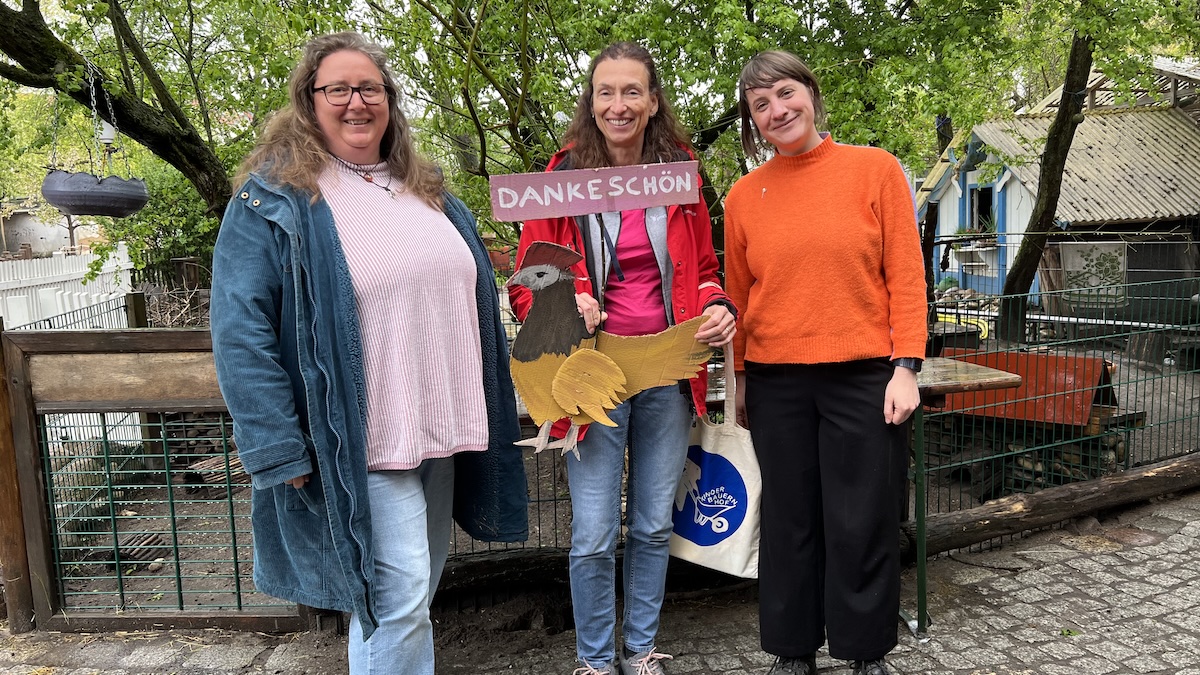 Donation Ceremony with Christina Studte, Carola Bach from pme, and Eva Funk