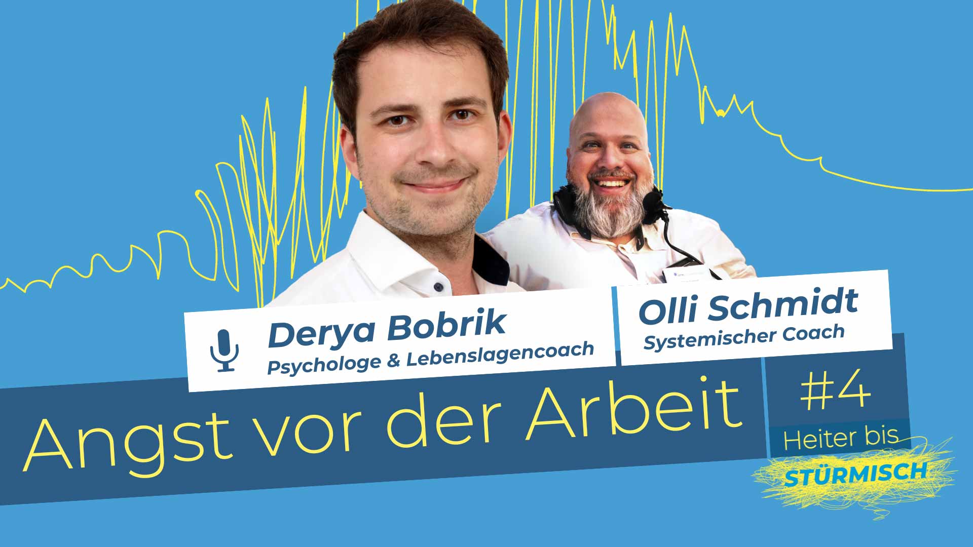 Podcast graphic of episode 4 with the characters Olli Schmidt and Derya Bobrik